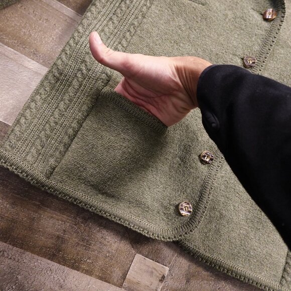 Geiger Tyrol Pure New Wool Jacket Women’s 44 Green Austrian Alpine Boiled Wool - Picture 15 of 15